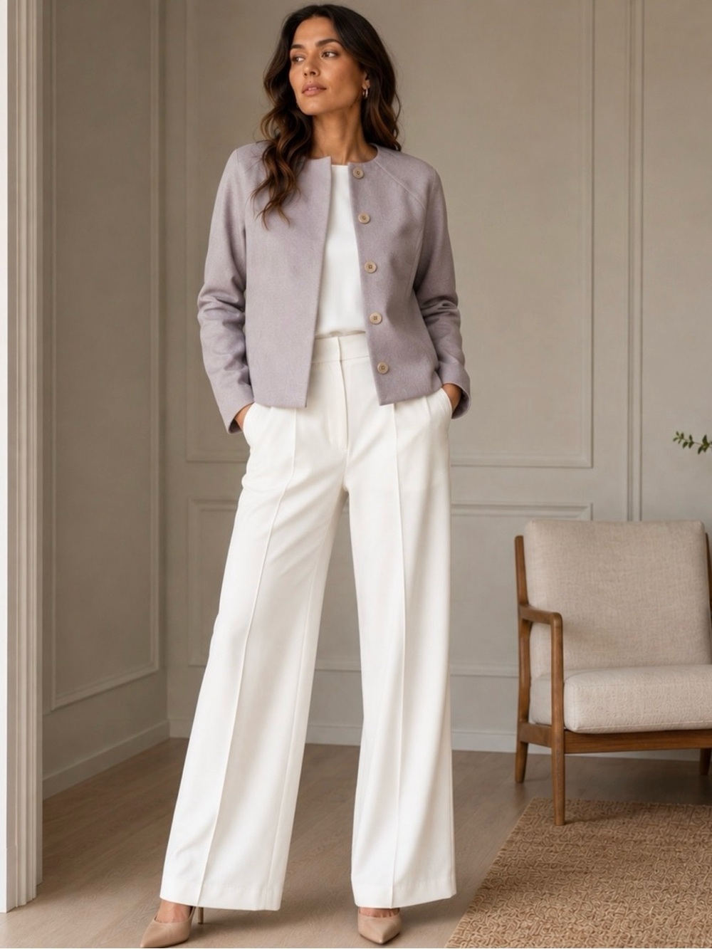 Emanuel Ungaro Mauve Wool Blend Jacket – Size 2